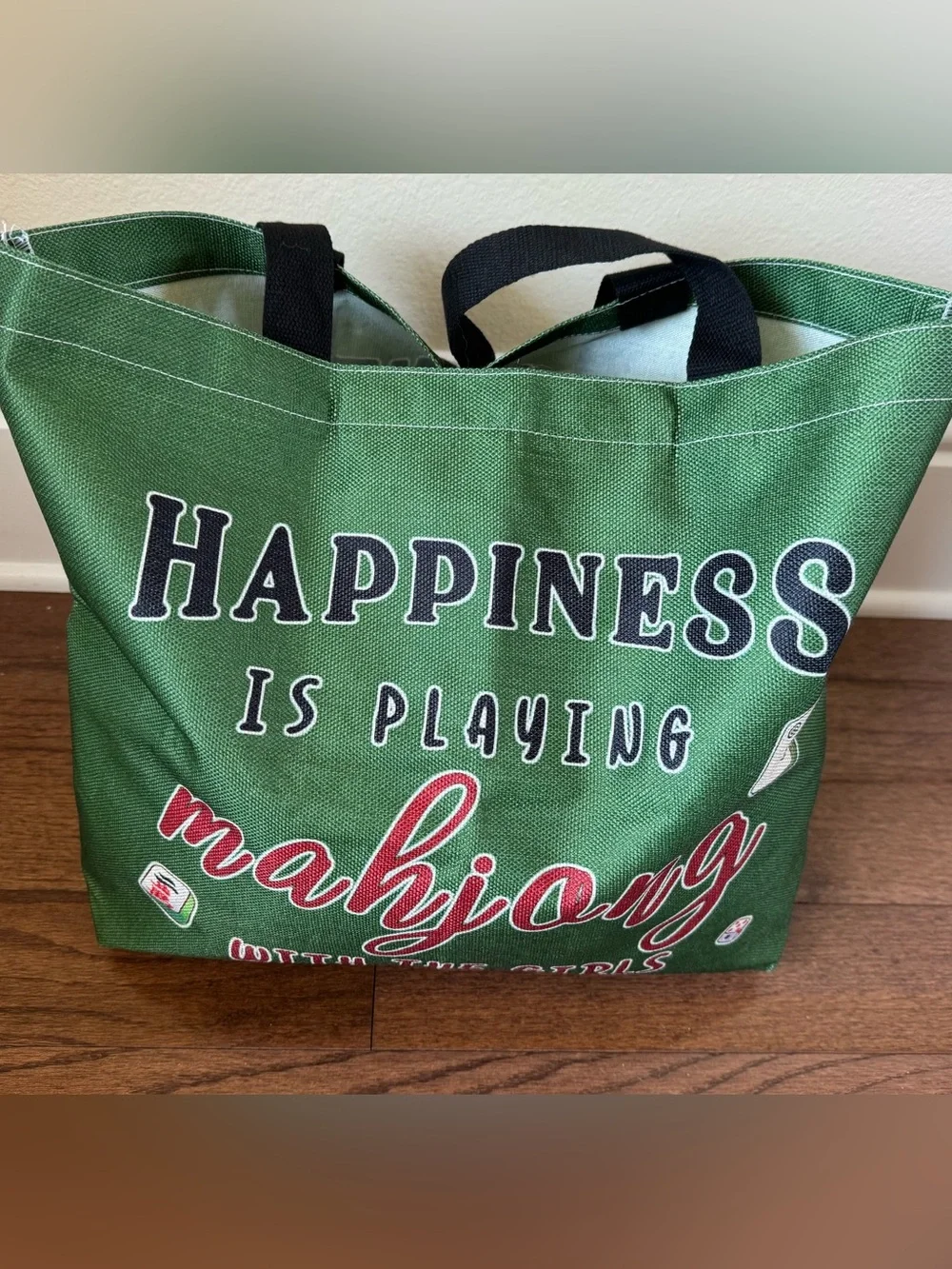 Green Mahjong Tote Bag - Unbranded with interior zip pouch